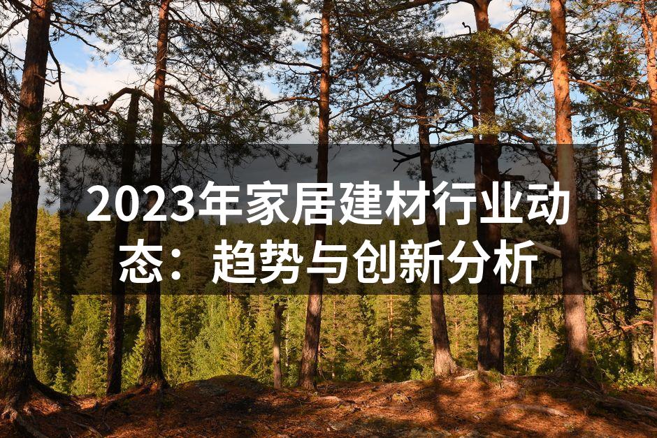2023年家居建材行业动态：趋势与创新分析